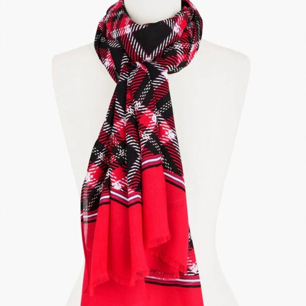 Talbots Nutcracker Plaid Oblong Scarf - NEW WITH TAG